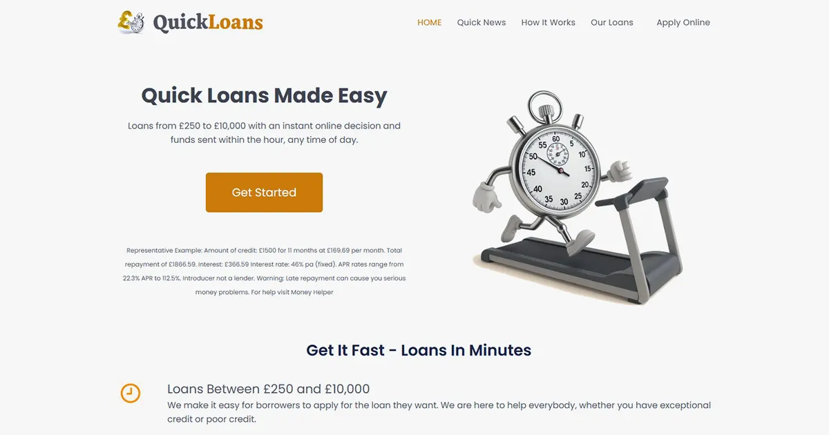 QuickLoans.co.uk brand screenshot – view main news article